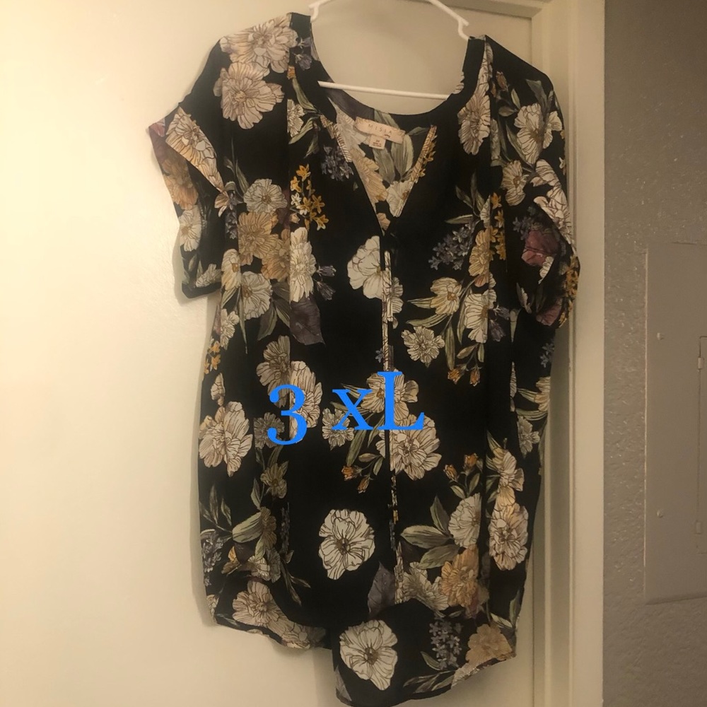 Plus size floral sheer blouse